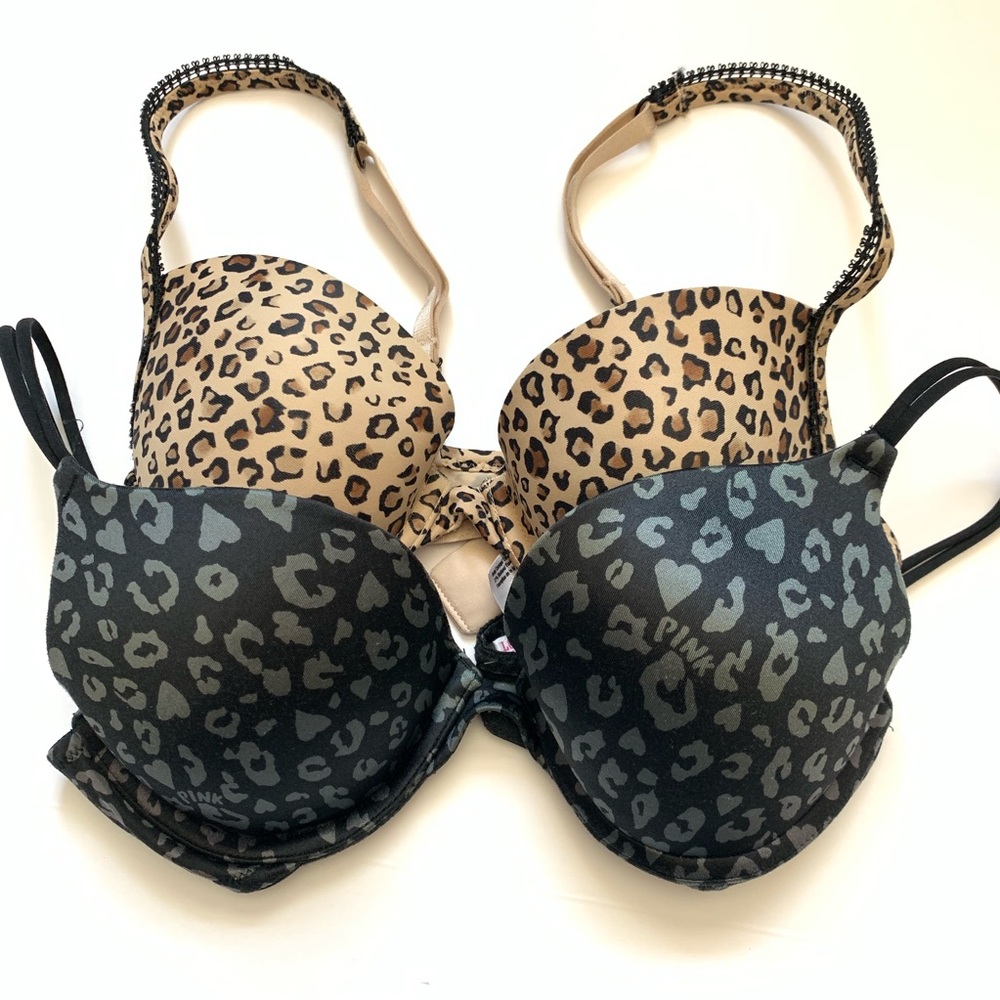Animal print black and brown push up bras 34A